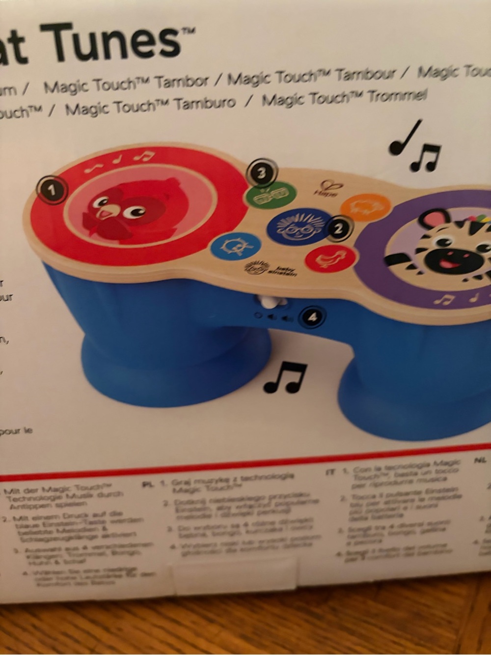 Hape Magic Touch Kids Drum - Blue/Red/Purple Interactive Toy